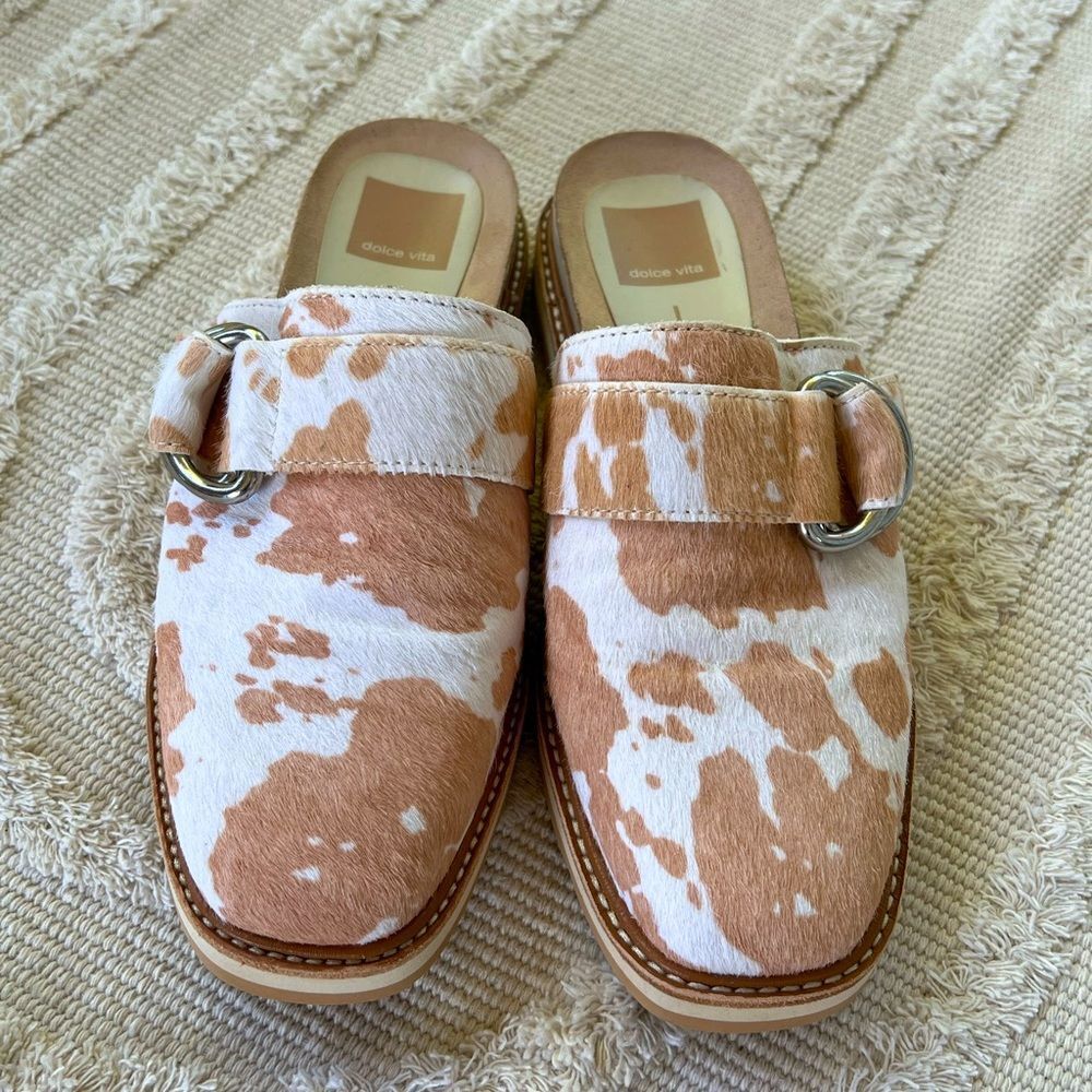Dolce vita cowhide mules